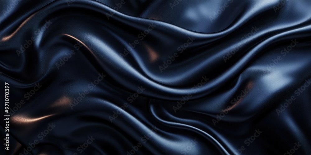 Obraz premium Luxurious black silk fabric with flowing dark gray folds, creating a smooth and elegant texture perfect for high-end fashion designs, luxury branding, or premium product visuals that evoke sophisticat