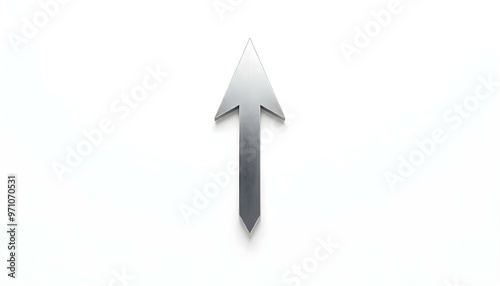 Silver arrow pointing up on a white background 