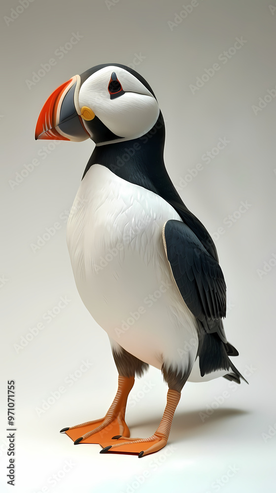 Naklejka premium magnificent realistic Puffin on white background