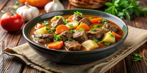 Classic Irish beef stew with tender meat, hearty vegetables, and rich broth , Irish, beef, stew, traditional, cooking