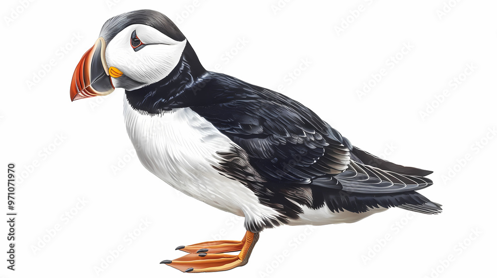 Obraz premium magnificent realistic Puffin on white background
