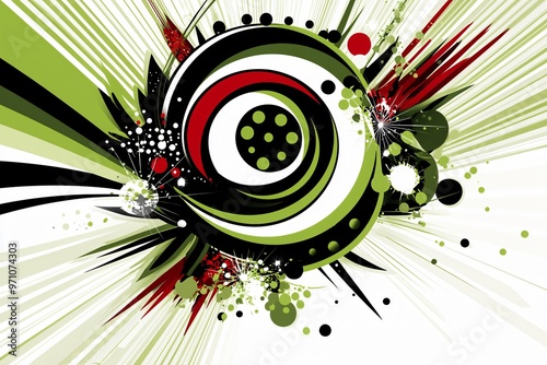 Abstract Green and Red Swirling Pattern