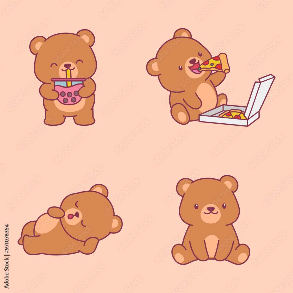 Naklejka premium Cute Cartoon Bear Illustration Vector