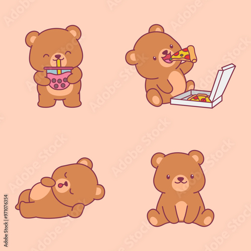 Cute Cartoon Bear Illustration Vector