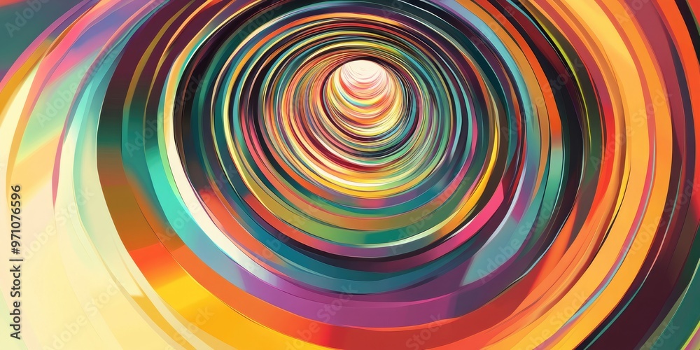 Abstract illustration featuring a background of multicolored curved lines and circular shapes representing a dynamic tunnel environment suitable for various design applications Abstract illustration featuring a background of multicolored curved lines and circular shapes representing a dynamic tunnel environment suitable for various design applications