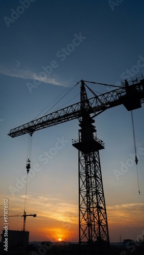 Jib crane silhouette illustration.