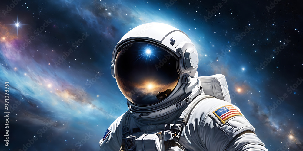 An Astronaut in open space, Astronaut floating in space