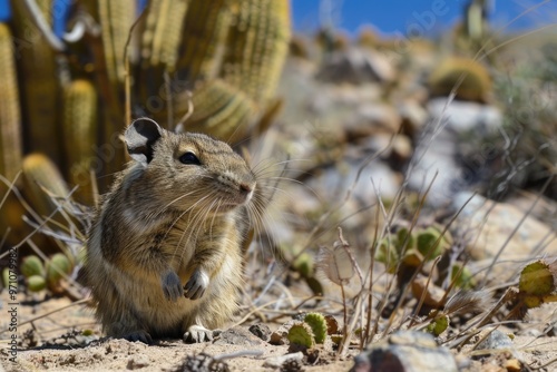 Rock hyrax resting on a rocky outcrop in arid african landscape scene AI