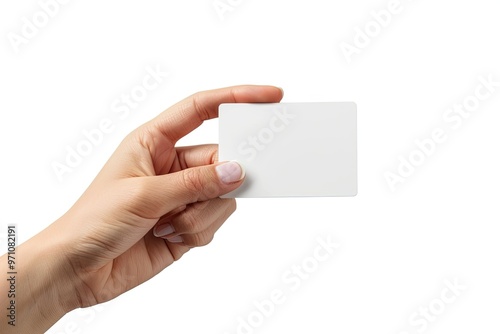 Womans hand showing credit card or card