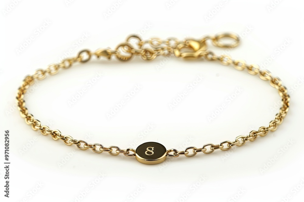 Elegant Gold Bracelet With Initial Charm Elegant Gold Bracelet With Initial Charm