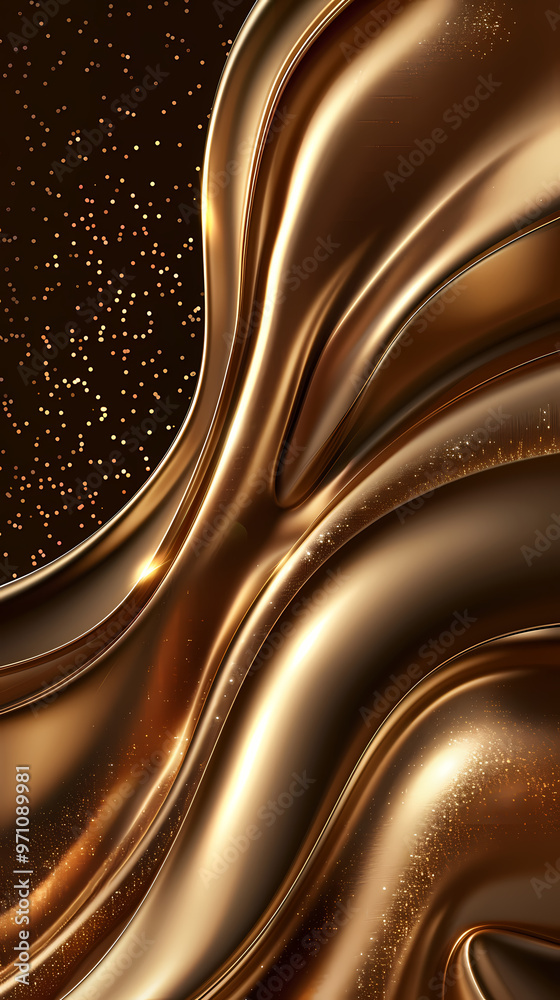 Obraz premium Line curve golden luxury on brown background. Realistic template cover 3d style design. Vector illustration.