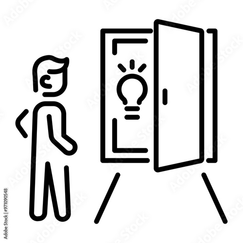 Line style icon of opportunity door  