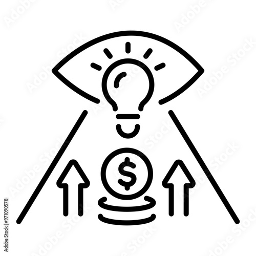 Linear style icon of financial vision 