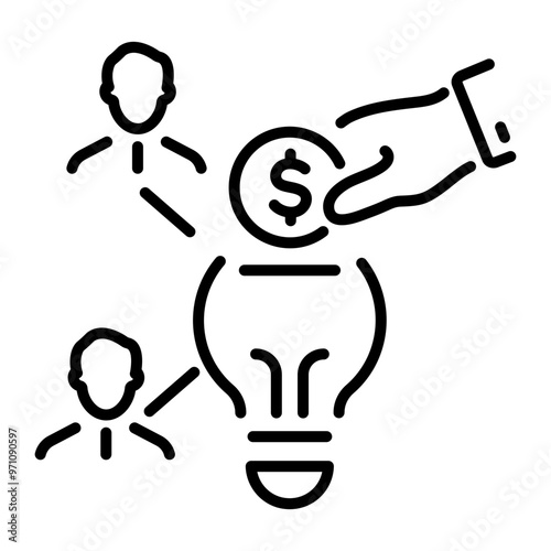 An outline icon of crowdfunds