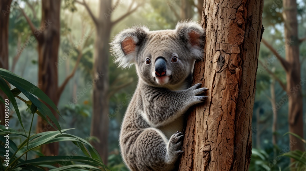 Obraz premium Koala in a Eucalyptus Tree