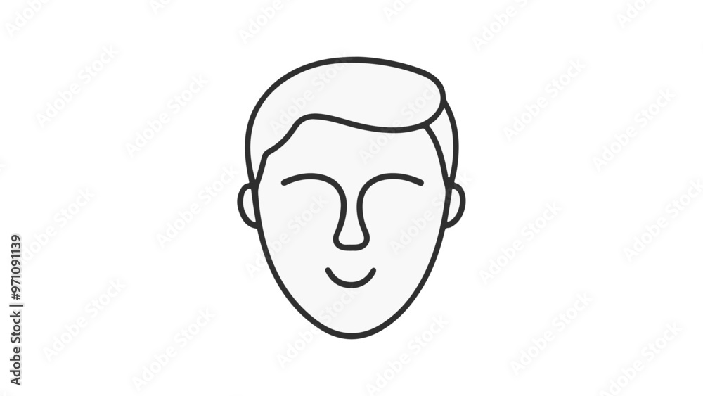 simple outline illustration of a person smiling in vector