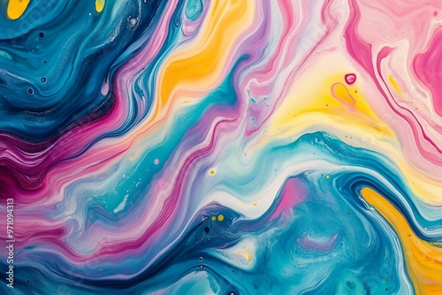 Wallpaper Mural Acrylic Abstract Masterpiece: Colorful Marbled Paint Swirls in Fluid Waves, Creating a Striking Background and Rich Texture   Torontodigital.ca