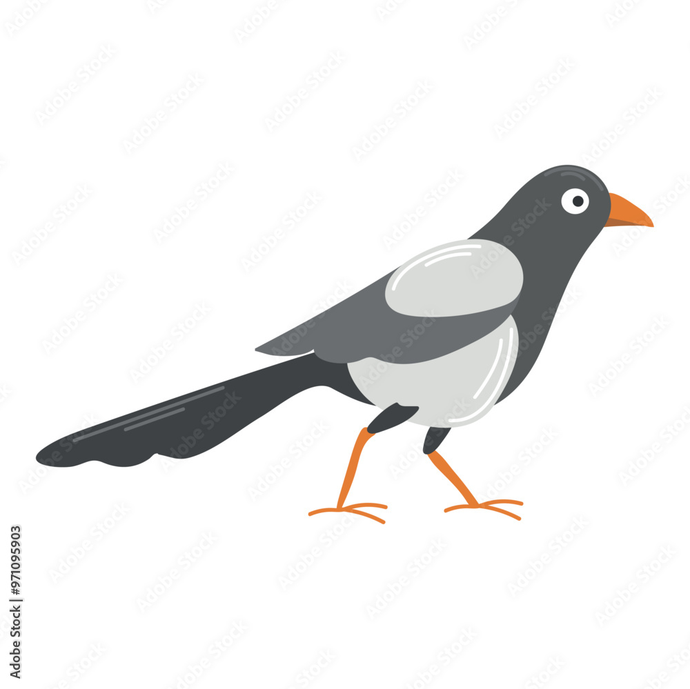 Fototapeta premium Magpie icon clipart avatar logtotype isolated illustration