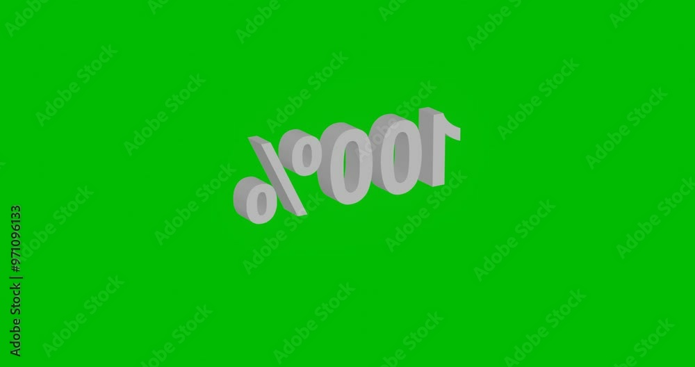 Animation of rotation of a white 100 percent symbol with shadow. Simple and complex rotation. Seamless looped 4k animation on green chroma key background Animation of rotation of a white 100 percent symbol with shadow. Simple and complex rotation. Seamless looped 4k animation on green chroma key background