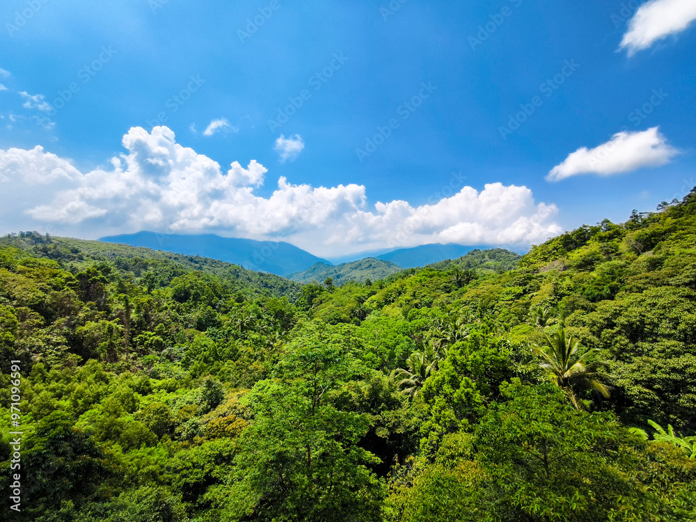 Panoramic view of the Sierra Madre mountains as seen from the Marilaque highway in Real, Quezon, Philippines. Panoramic view of the Sierra Madre mountains as seen from the Marilaque highway in Real, Quezon, Philippines.