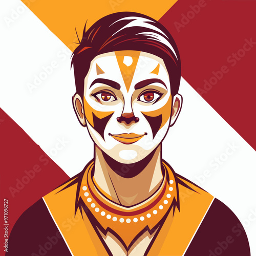 Festive face painting artistic expression on a bold background vector illustration

