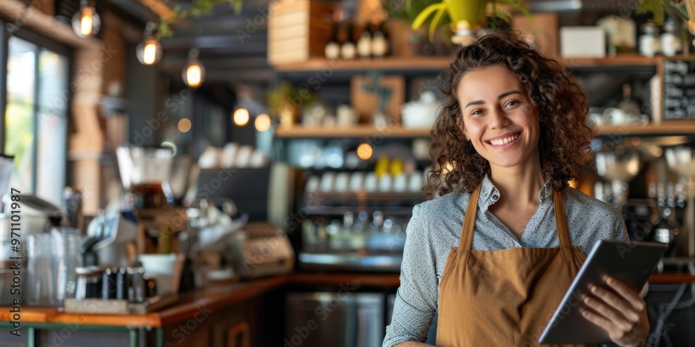Café Ambiance with Smiling Barista Café Ambiance with Smiling Barista