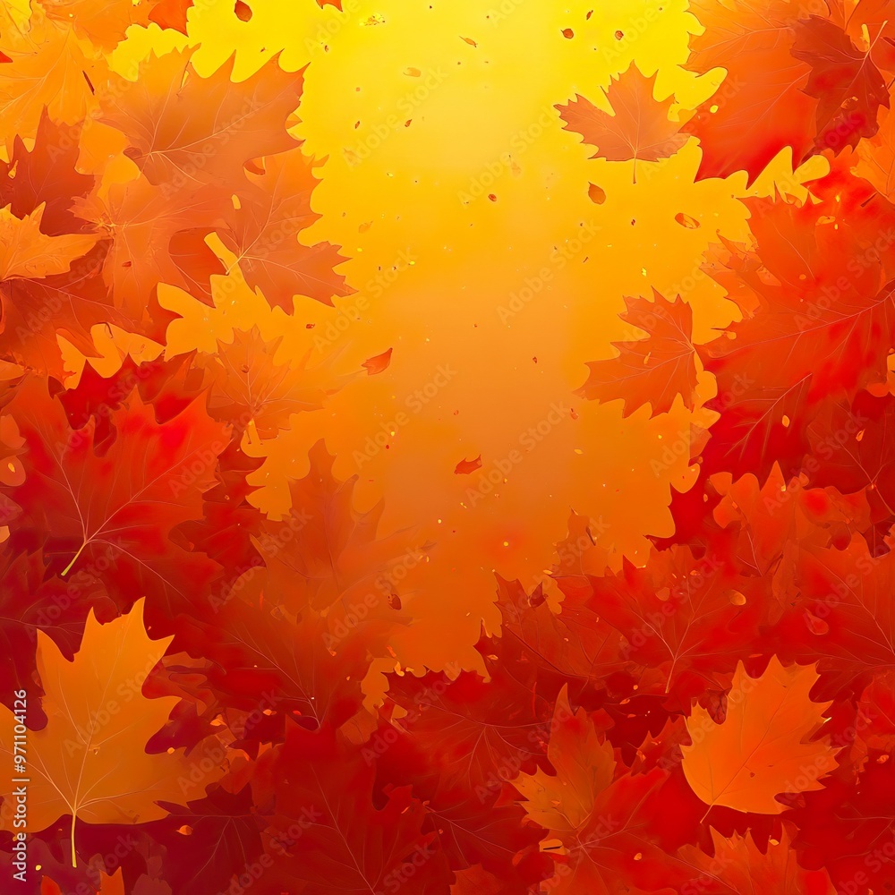 Fototapeta premium Elegant orange autumn leaves floating gracefully in a warm fall background