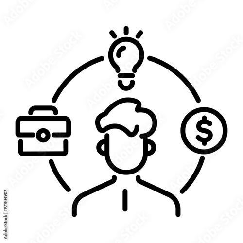 Competent leader icon in linear style 