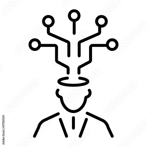 A linear icon of creative thinking 