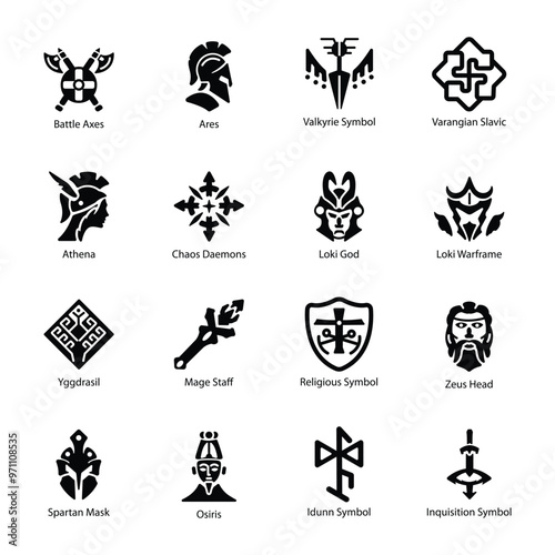 Bungle of Glyph Style Norse Mythology Icons 

