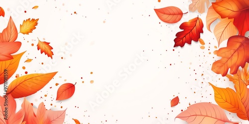 Autumn floral frame space for text with red leaves