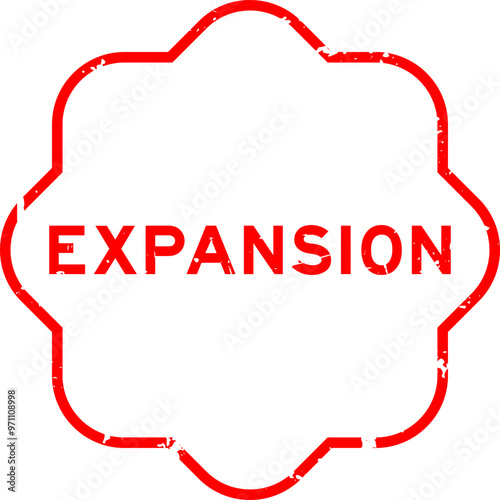 Grunge red expansion word rubber seal stamp on white background