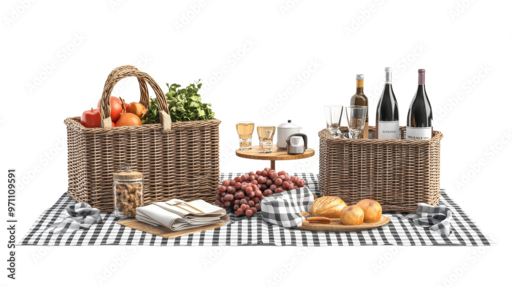 Ultra realistic uhd photo of picnic set on white background – isolated and uncluttered image Ultra realistic uhd photo of picnic set on white background – isolated and uncluttered image