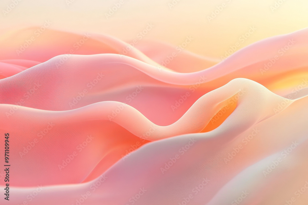 Fototapeta premium A soft, soothing background in pastel shades of peach and coral, featuring gentle curved shadows that add a sense of calm and relaxation.