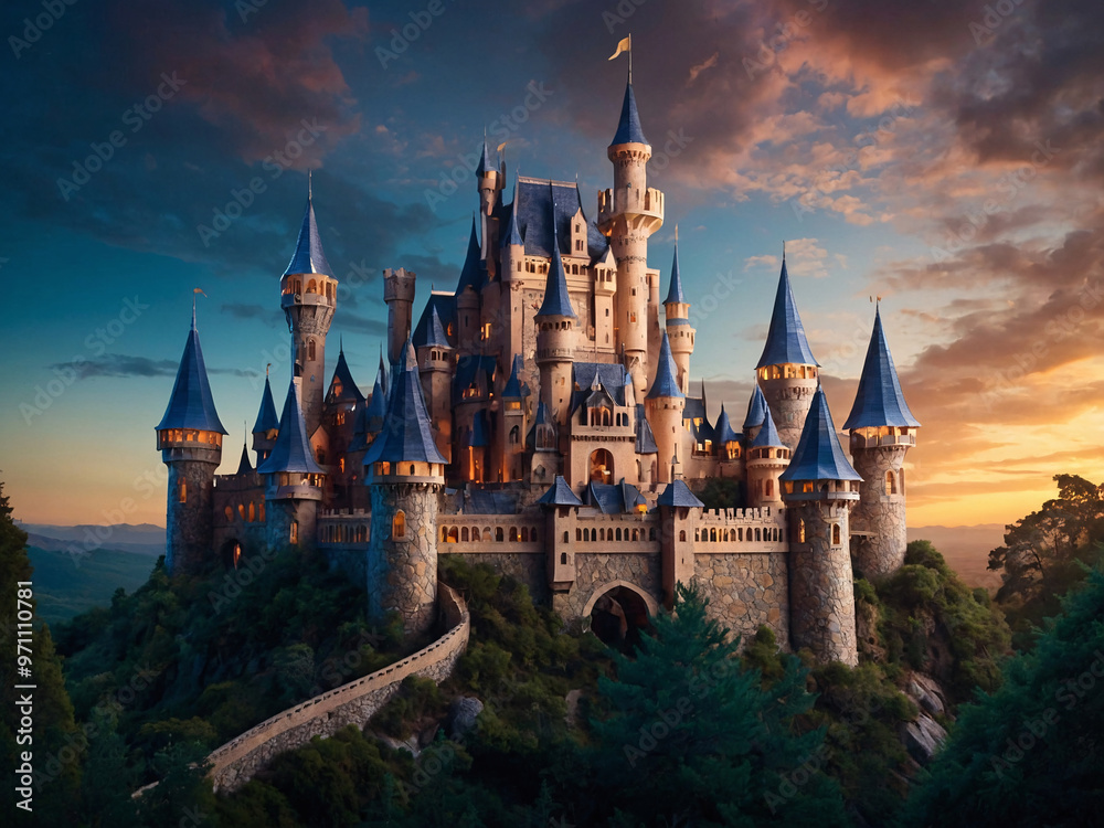 a fairytale castle made from layers of intricately cut paper a fairytale castle made from layers of intricately cut paper