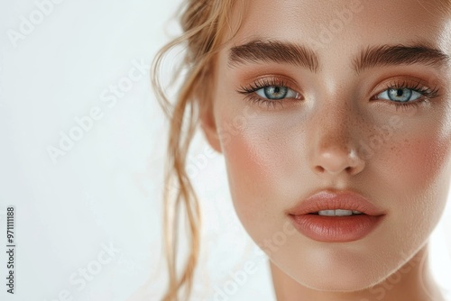 Stunning face and perfect skin. Natural makeup.