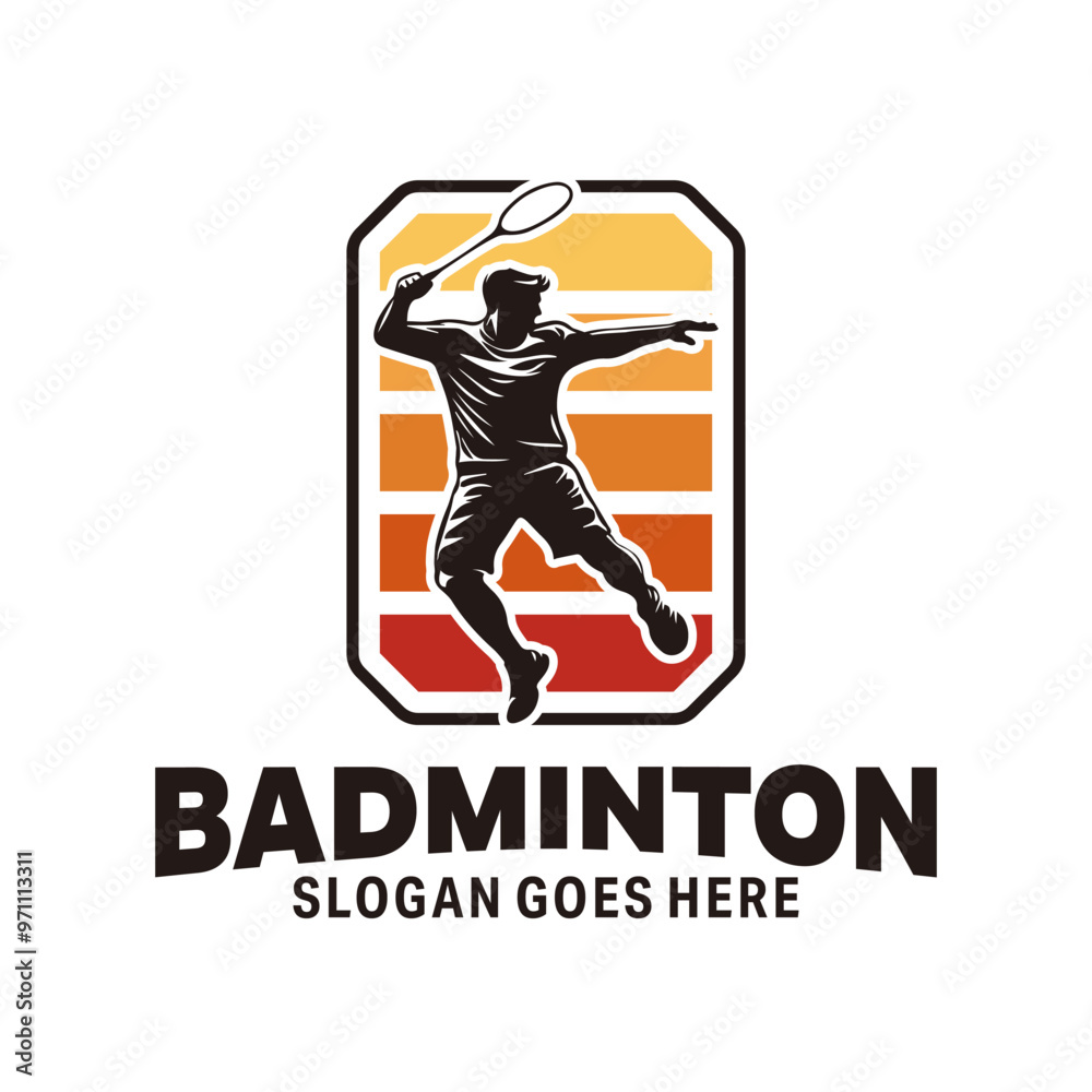 jump smash badminton silhouette logo design jump smash badminton silhouette logo design