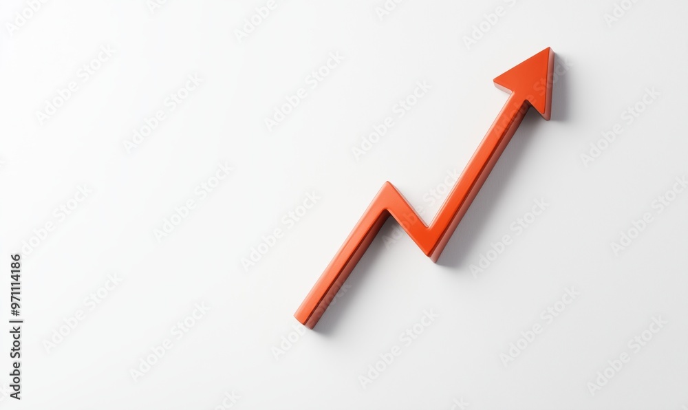 A red arrow pointing upwards on a white background. The arrow is curved and has a zigzag shape A red arrow pointing upwards on a white background. The arrow is curved and has a zigzag shape