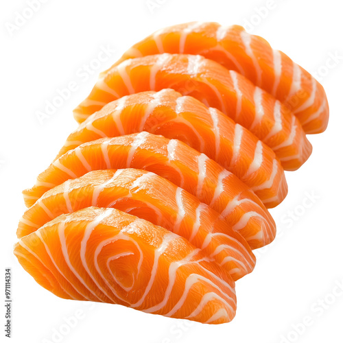 Raw salmon sushi slice isolated on transparent background Generative Ai.