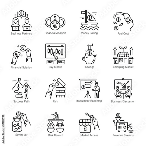 Collection of Investment Linear Icons 

