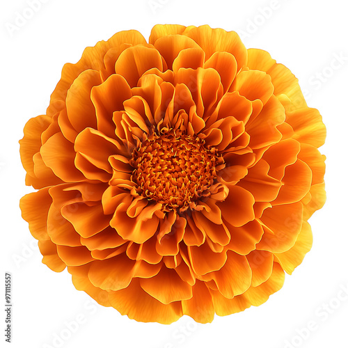 orange marigold flower isolated on transparent background Generative Ai.	