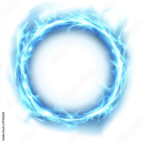 An isolated transparent png with a glowing blue circle of effect.