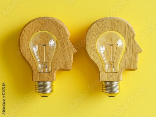 A concept of connection and ideas between two people. Made with skull shields and bomblets photo