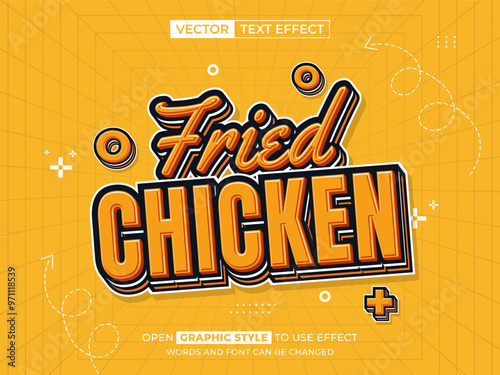 fried chicken editable text, font effect, 3d text for title