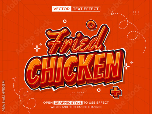 fried chicken editable text, font effect, 3d text for title