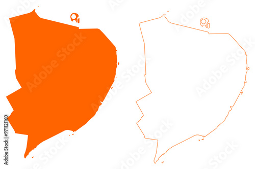 Dronten municipality (Kingdom of the Netherlands, Holland, Flevoland province) map vector illustration, scribble sketch Dronten map