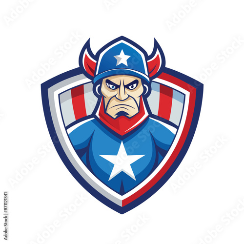 American shield mascot logo icon vector