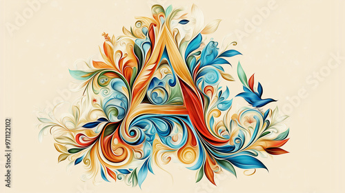 Beautiful leaf pattern English letter, beautiful pattern, beautiful design, beautiful artwork.