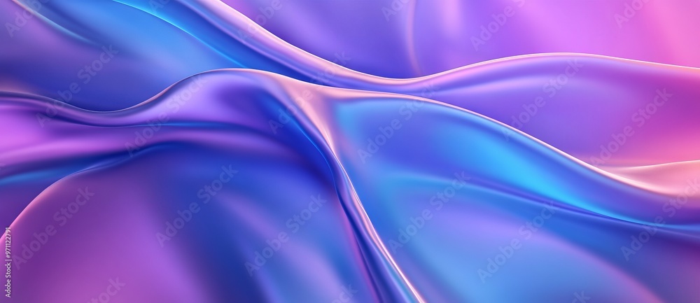 Obraz premium Futuristic Blue and Purple Gradient Background with Smooth Wave Lines. AI generated illustration