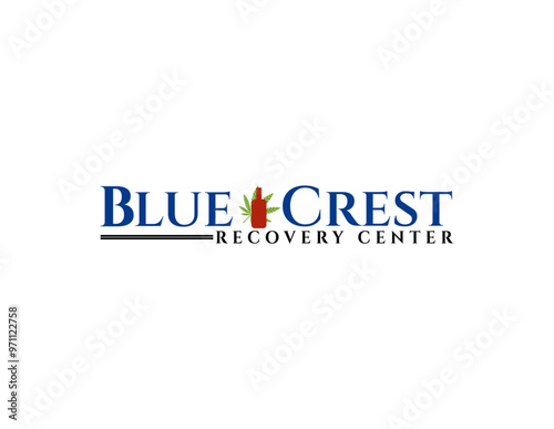 Blue-Crest, wine, marihuana, text, blue, red, green, clean, professional, logo, temnpalte, religion.